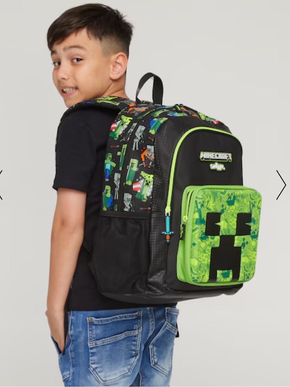 Minecraft Smiggle Classic Creeper Backpack - Neon Green & Black - Picture 13 of 17